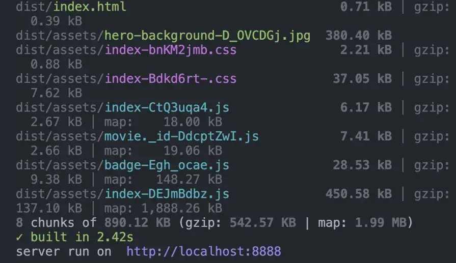 Local server output for the rebuilt video player app.