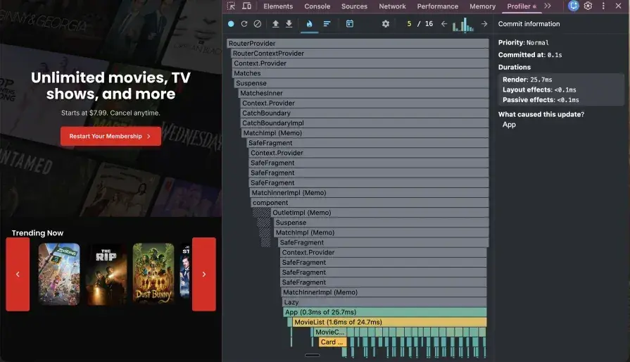 Video player home page used for the measured interaction.