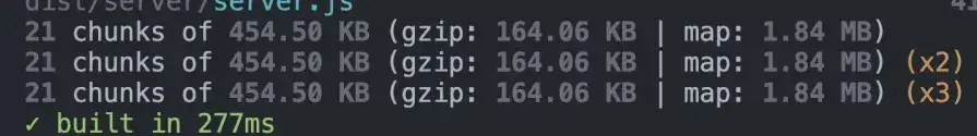 Final bundle report showing 454 KB and 164 KB gzip.